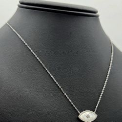 Jewelry 925 sterling silver eye necklace MOP with CZ stones 1.7 CTW