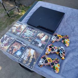 6 Games of choose, 3 Brand New controllers. Jailbreak Playstation 3 Slim 5000gb, PS3 With app you can download games or play disc Games any 6. $275!