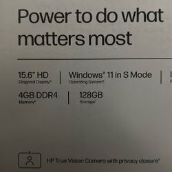 Hp Laptop 15.6 In” 128gb (Brand new)
