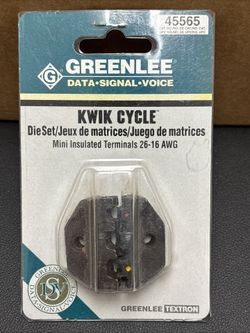 Greenlee 45565 Die Set, Mini Insulated Terminal, 26-16AWG