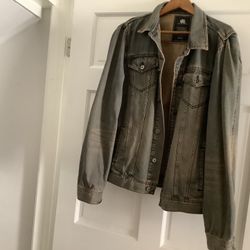 VINTAGE MAN DENIM JACKET ROCK & REPUBLIC LARGE M DISTRESS GREEN/BLUE New Never Wear 