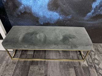 Gray velvet bench