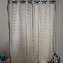 Cream Geometric Grommet Curtain Panels