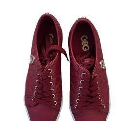 G by Los Angless (Guess) burgundy faux leather casual lace-up sneakers, 7. EUC.