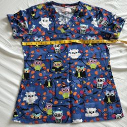 White Cross Owl / Halloween Scrubs