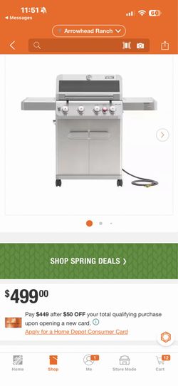 Monument Grills Mesa 5-Burner Natural Gas Grill in Stainless Steel with Broil Zone, Clear View Lid, and LED Controls