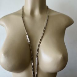 Gold Rhinestone Chain Necklace 