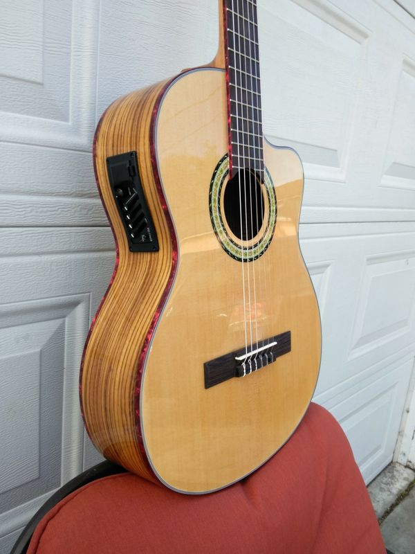 New Fine Classical Cutaway Acoustic Electric Guitar Guitarra Clásica