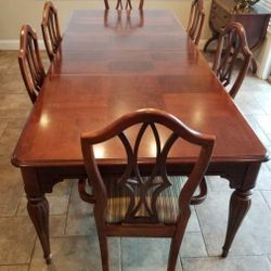 Cherry Dining Set: Table, Chairs, Runner, Placemats, Leaf
