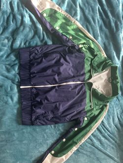 PUMA Vintage Style Color-block Track Jacket Green/Blue/White - Size Small