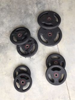 220lbs rubber weight plates 28mm/ 1inch standard weights with barbell and clips