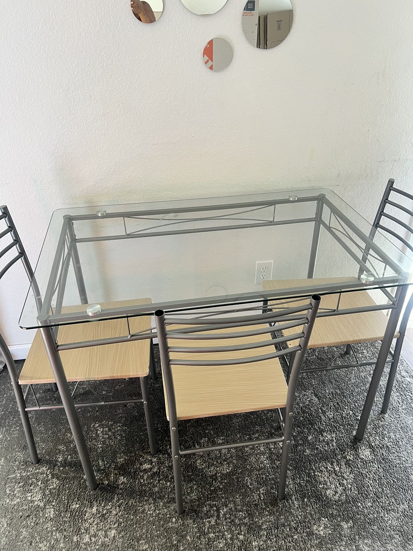 VECELO Kitchen Dining Room Table and Chairs 4, 5-Piece Dinette Sets, Space Saving (Silver)