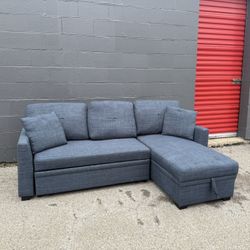 Blue Sleeper Sectional with Storage - Free Curbside Delivery