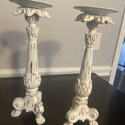 White candle holders