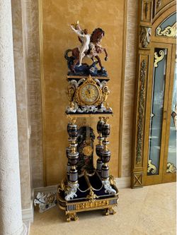 Gorgeous Large Rococo style Cobalt Porcelain Clock - 60” x 18” x 36” - Retail over $65,000