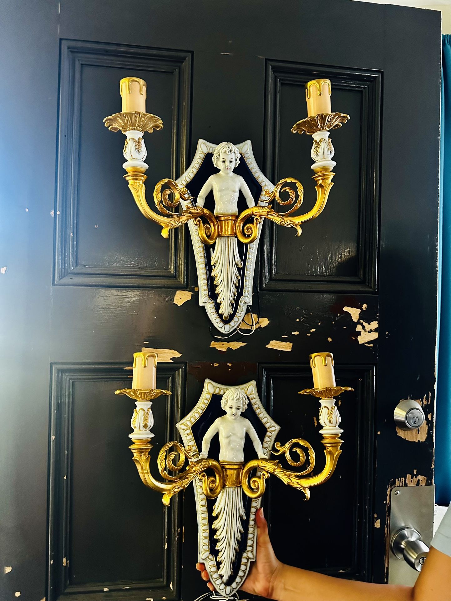 French Style Cherub Wall Sconces