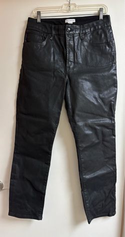 Good American Black Coated Jeans 14 Plus Wax Vegan Faux Leather Pants Denim Club