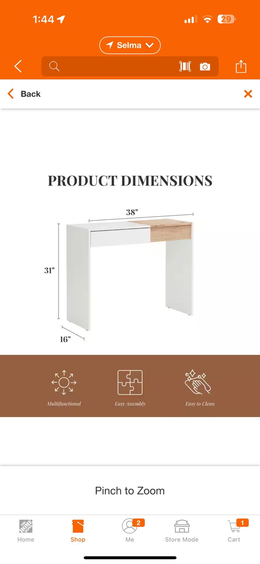 Vanity Desk With 1 Drawer And Pop Up Mirror