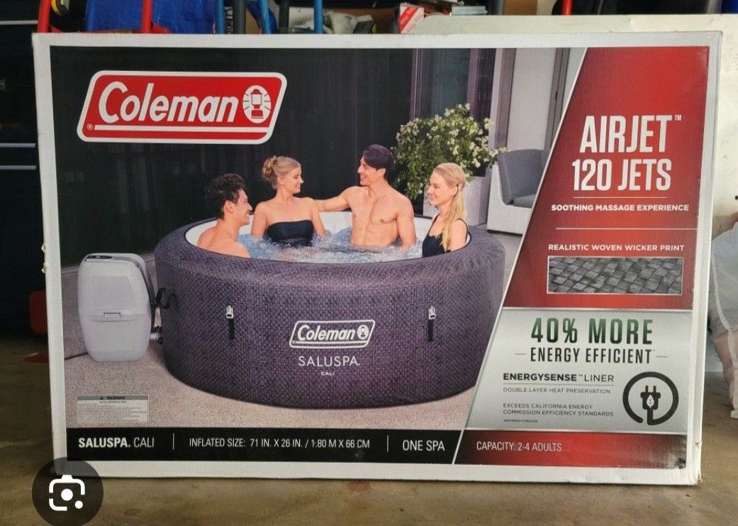 Coleman 4 Person Inflatable Hot Tub With Chemicals And Test Strips