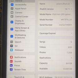 iPad Mini 6th Gen 64G Like New