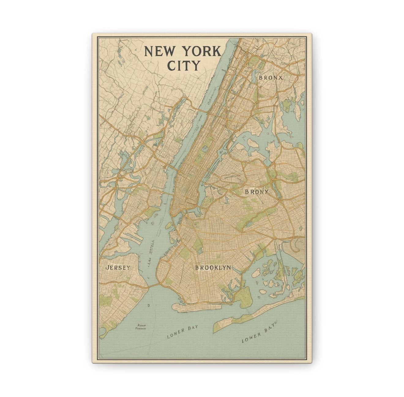 New York City Canvas Map 8x12