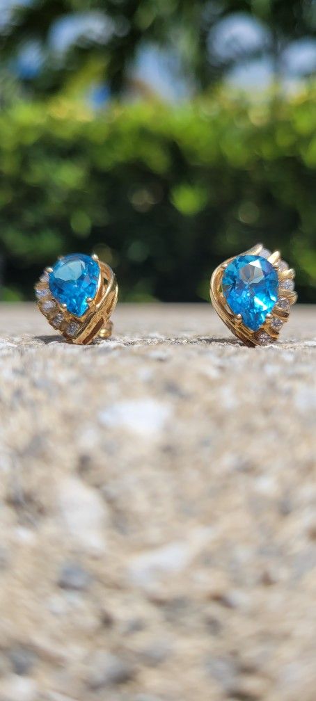 14K Gold Topez Diamond Earrings