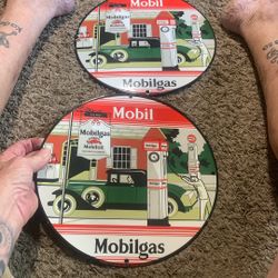 Mobil Sign Plate Porcelain Heavy Like New 3 Available 