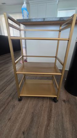 Gold Metal Rolling Shelf Cart