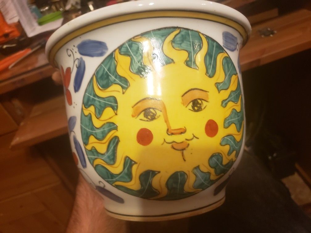 Vintage Chinese Handpainted Flowerpot