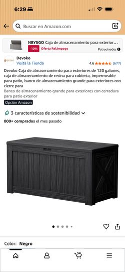 Devoko Caja de almacenamiento para exteriores de 120 galones, caja de almacenamiento de resina para cubierta, impermeable para patio, banco de almacen