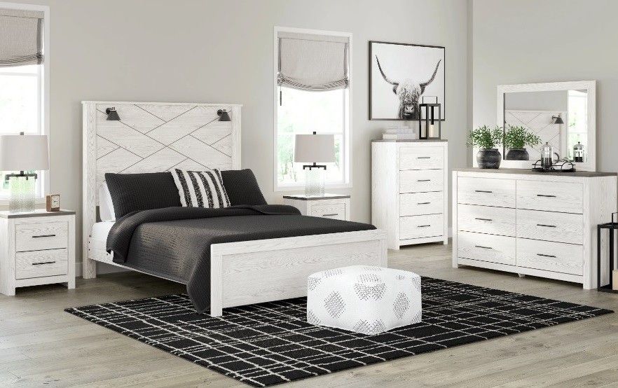 5Pc.DresserMirrorQueen Panel Bed