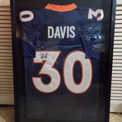 Terrell Davis Signed Frame New Jersey With JSA Letter Of Authenticity