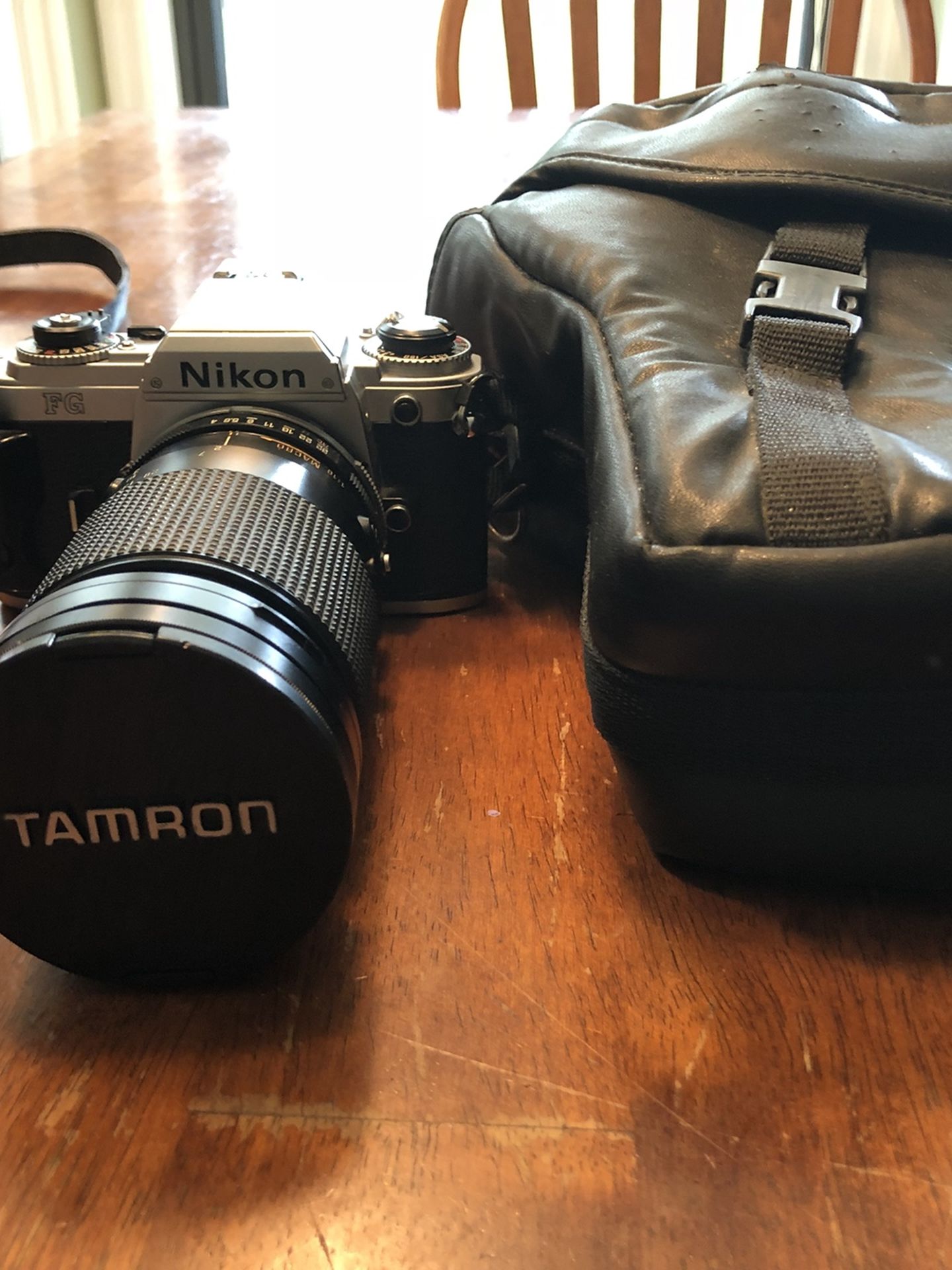 Nikon FG 35mm camera w/ 135mm lenses and case