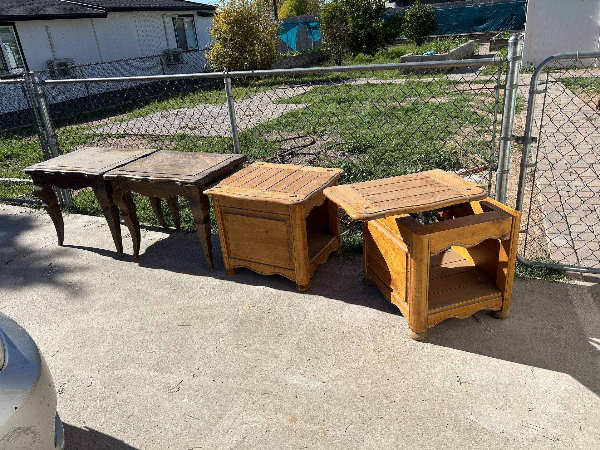 Antique Tables and Lighted Curio Cabinet