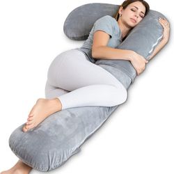 INSEN Pregnancy Pillow for Sleeping,Maternity Body Pillow for Pregnancy Women,Pregnancy Support Pillow for Back, Hip Pain,Grey
