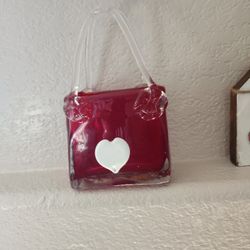 Valentine Red Heart Purse Glass  