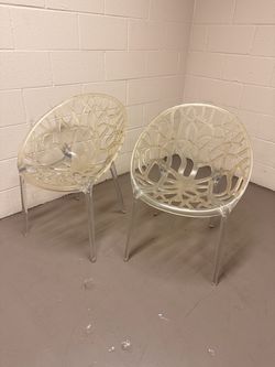 Clear Acrylic Lattice Chairs – Set of 2