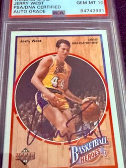 Jerry West Lakers PSA 10 auto signed Upperdeck Basketball Heros Card