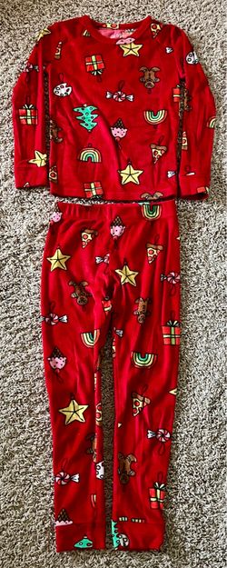 Girls Christmas Print Pajama Set