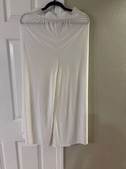White Wide-Leg Pants with Elastic Waist