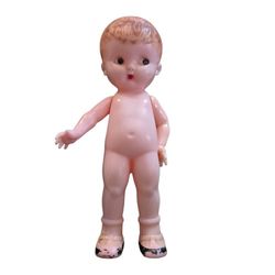 Vintage Knickerbocker Plastic Co. Baby Boy Doll 5" Plastic Toy