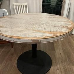 6 Piece Dinning Set: Round Counter Height Table with Cast Iron base 