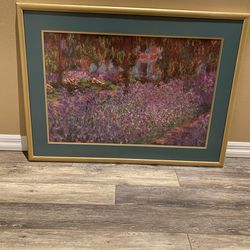 Large Framed Impressionist Garden Artwork – 37.5” x 27.5”