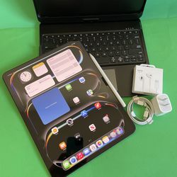 Apple IPad Pro 13”  (M4 chip /OLED display/ 2024) 256GB Wifi +5G Unlocked with keyboard, pen & Accessories (1TB $1299) 