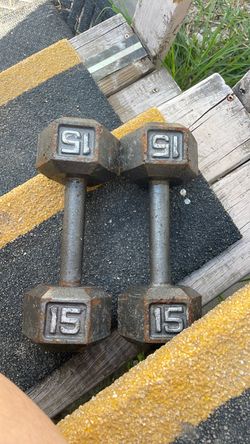 15 lb Cast Iron Hex Dumbbells Pair