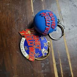 Vtg 1990s HOLLYWOOD Advertising Souvenir Globe Keychain Lot