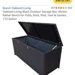 Deck Storage Box. 113 Gallon, Brown Wicker Like Resin