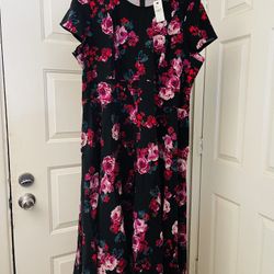 New Floral Black Dress 