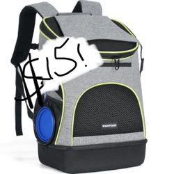 BIERPOER Dog Backpack Carrier For Small Dogs - Cat Backpack With Hard Bottom(Upgraded Sturdy EVA), Suitable For Hiking, Traveling And Camping, Max 17