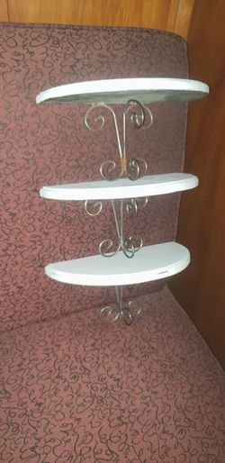 Half Moon Wood & Brush Nickle Shelves